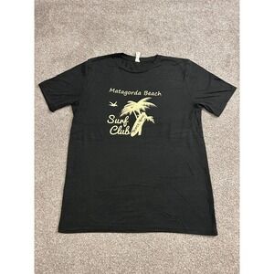 B&W Matagorda Beach Surf Club T-Shirt Mens LG Black Excellent Tri-Blend Graphic